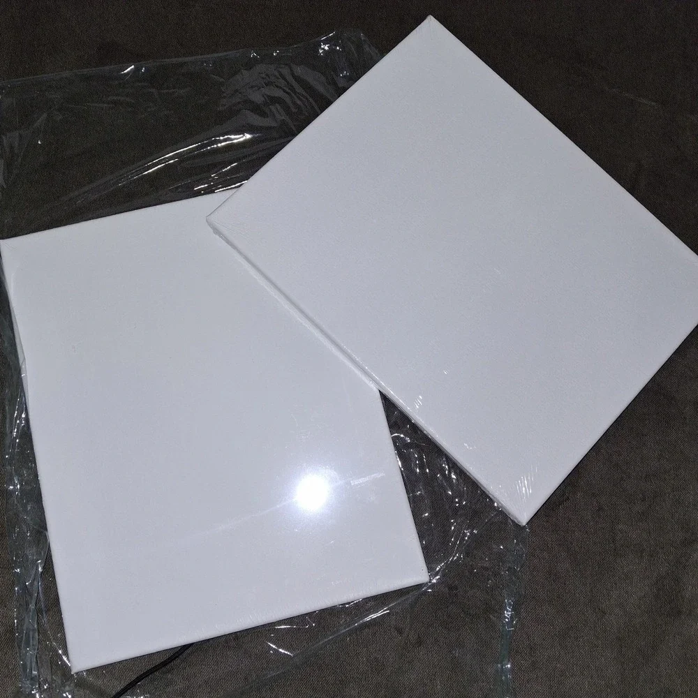 Canvas Blank Lot Set White: Sealed 12 Pk 8x10 & 4 8x8. Then 4x4 Open Pkg (Blank)